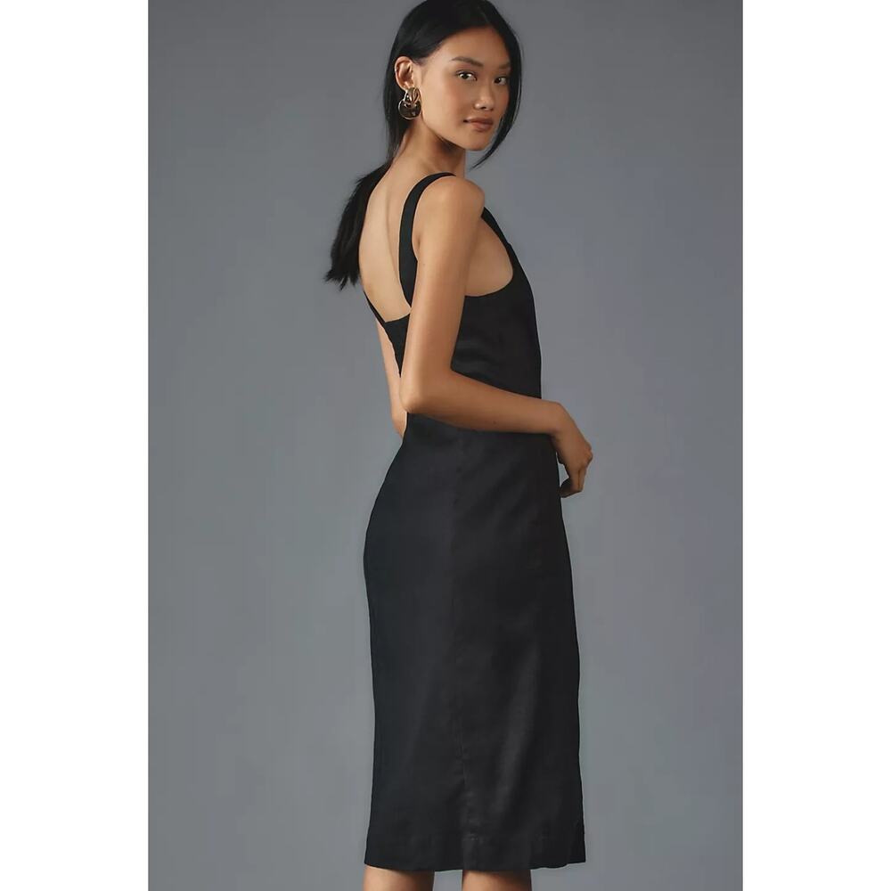 NWT Anthropologie Sleeveless Square-Neck Linen Button Wrap Midi Dress $178 3X - Picture 5 of 5